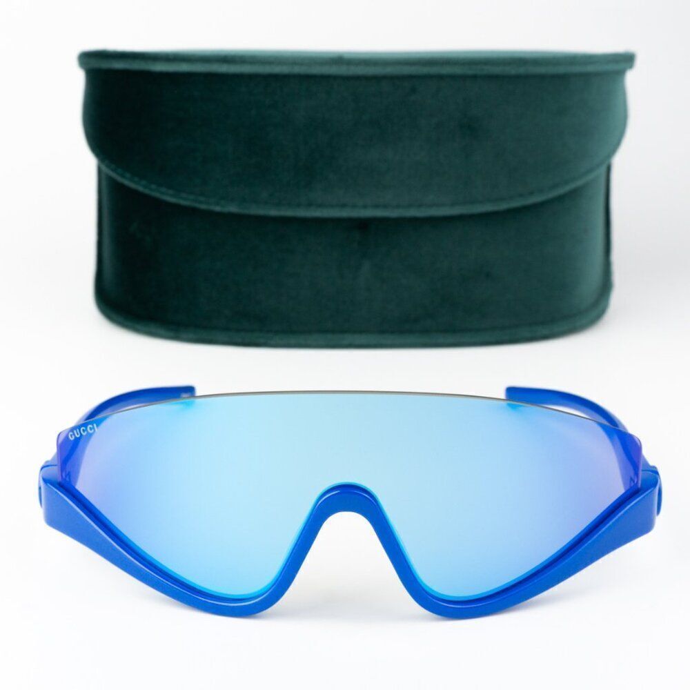 NEW Gucci GG1650S 010 Blue Mirror Unisex Shield Mask Sunglasses GG 1650S